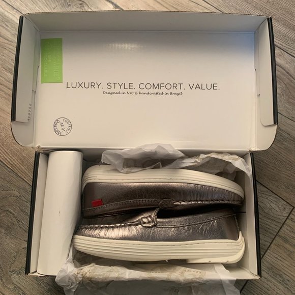 NWT MARC JOSEPH NEW YORK KID'S LEATHER BROADWAY LOAFER‎ PEWTER METALLIC 11.5 M - Picture 5 of 6